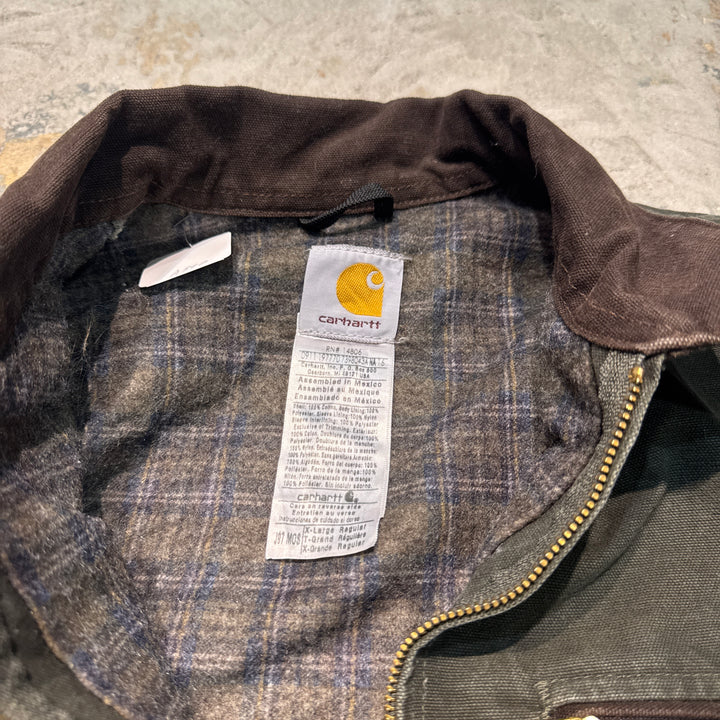 古着 carhartt/カーハート/デトロイトジャケット/ ダック地/ 裏地ブランケット/チェック柄/企業ロゴ/サイズXL