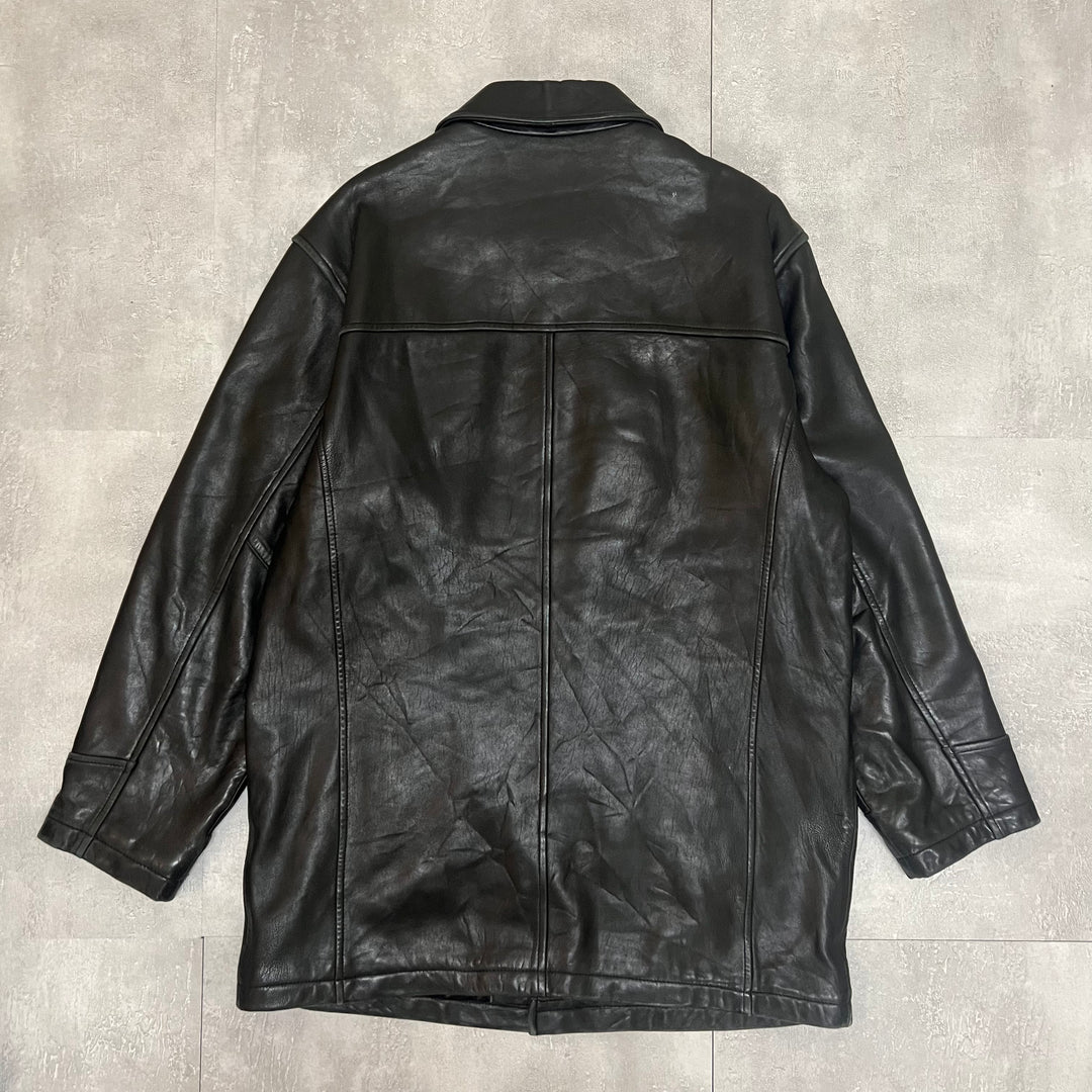 #1857 Unknow 古着/Leather jacket/フロントボタンレザージャケット/サイズM