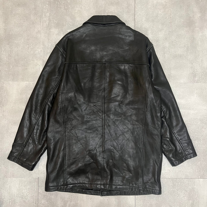 #1857 Unknow 古着/Leather jacket/フロントボタンレザージャケット/サイズM