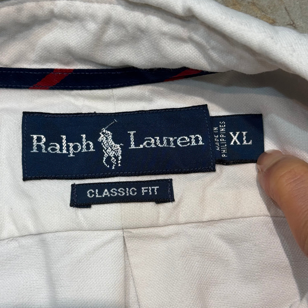 古着 POLO by Ralph Lauren/ ラルフ ローレン/ ボタンダウン長袖シャツ/ 無地/ サイズXL