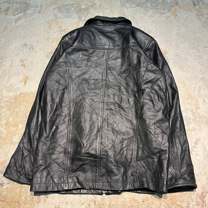 #3445 古着 unknow/zip up lether jacket/ジップアップレザージャケット/サイズS