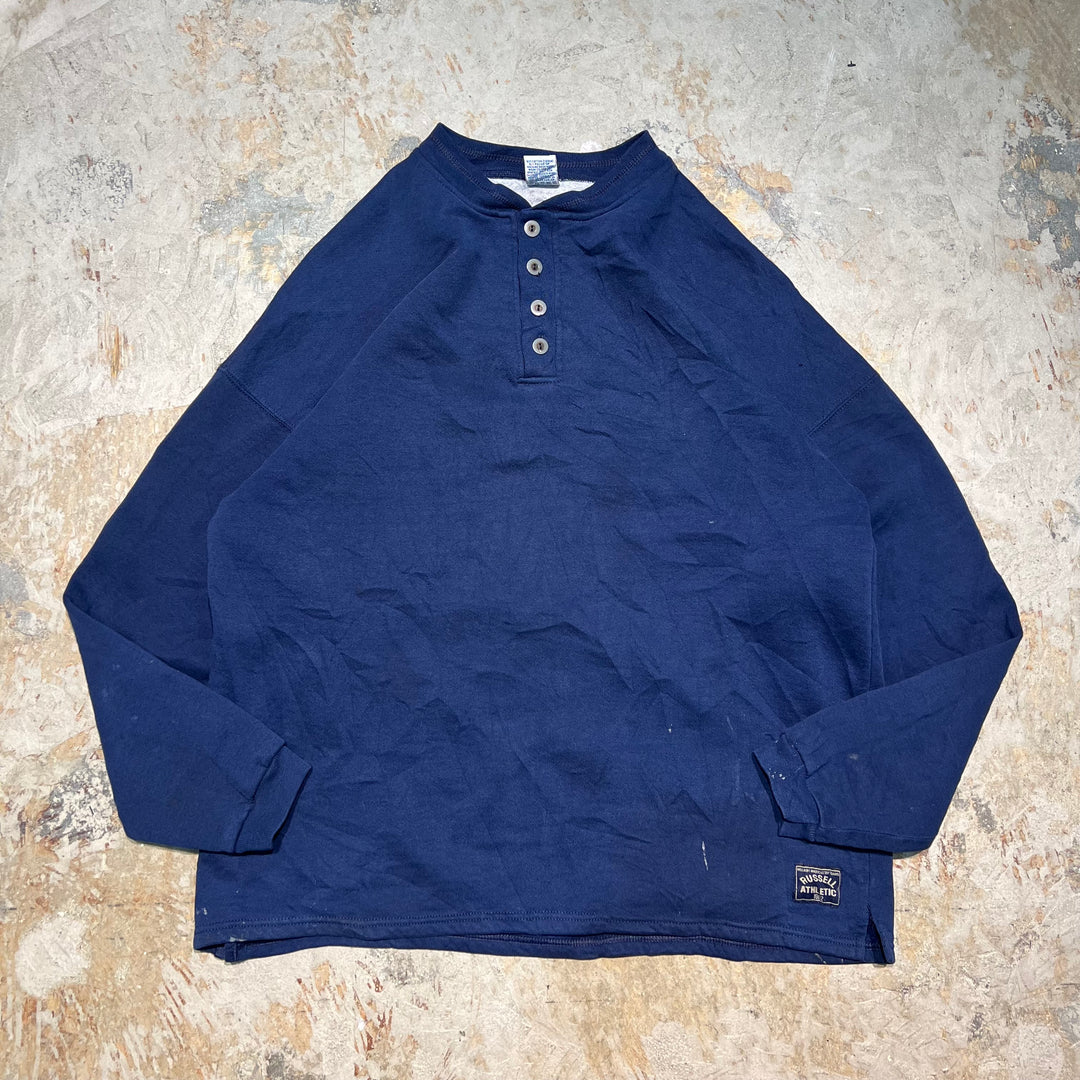 #4034 古着 Russell Athletic/ラッセル アスレチック/Henry Neck Blank Sweat Shirts/ヘンリーネックブランクスウェット/MADE IN USA/サイズXL