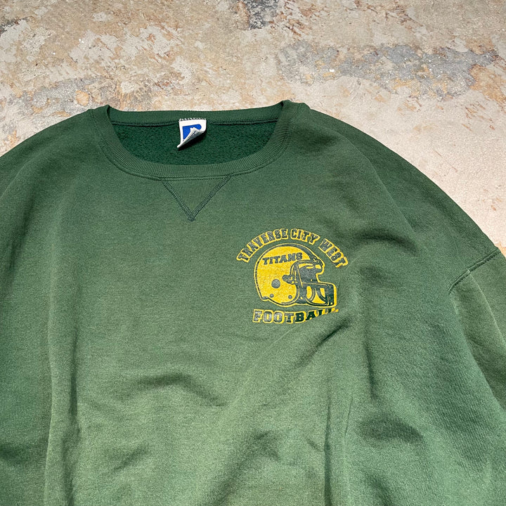 #3787 古着 Russell/ラッセル/Crew Neck Sweat Shirts/クルーネックスウェット/カレッジロゴ/TRAVERSE CITY WEST FOOTBALL/サイズX XXL