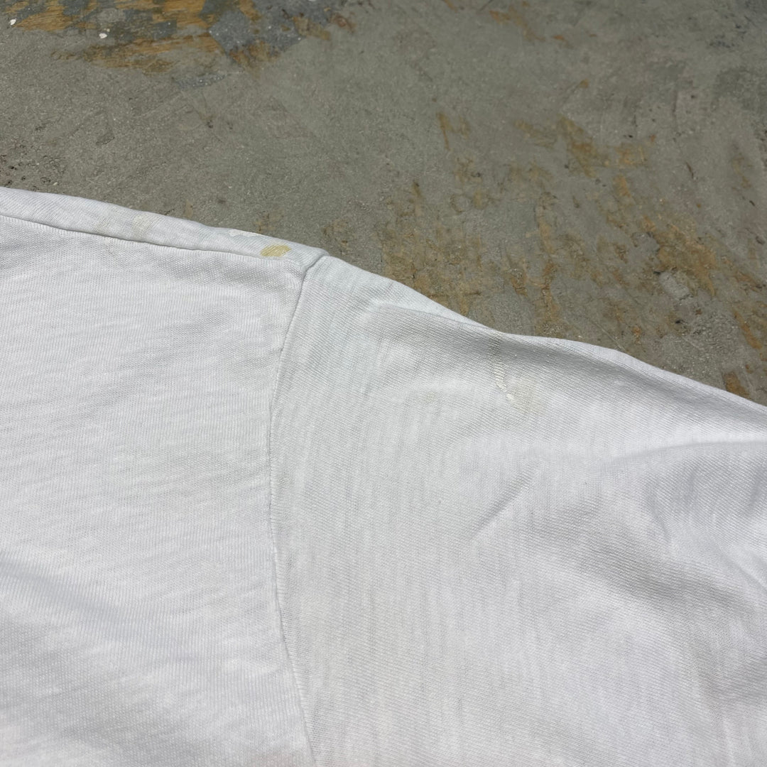 #4485 Used clothing 80's Hanes/Short sleeve Ringer t-shirt Tee/Short sleeve Ringer T-shirt/MADE IN USA/Size L