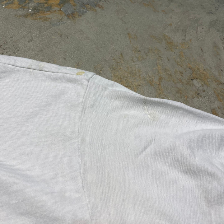 #4485 Used clothing 80's Hanes/Short sleeve Ringer t-shirt Tee/Short sleeve Ringer T-shirt/MADE IN USA/Size L