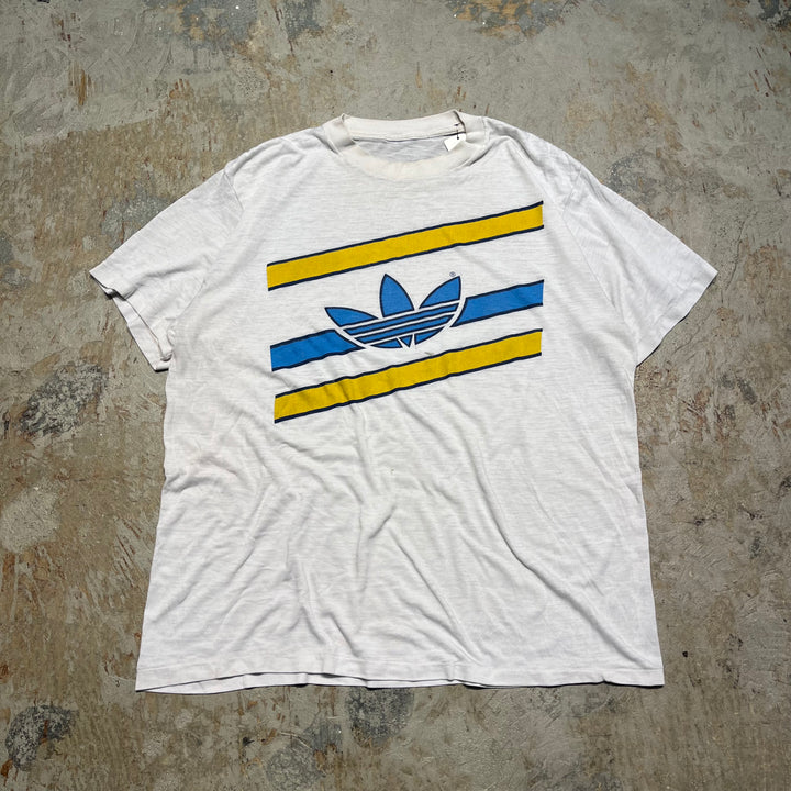 古着 90's adidas/アディダス/ビッグロゴ/ヴィンテージ シングルステッチ プリントTシャツ/サイズXL