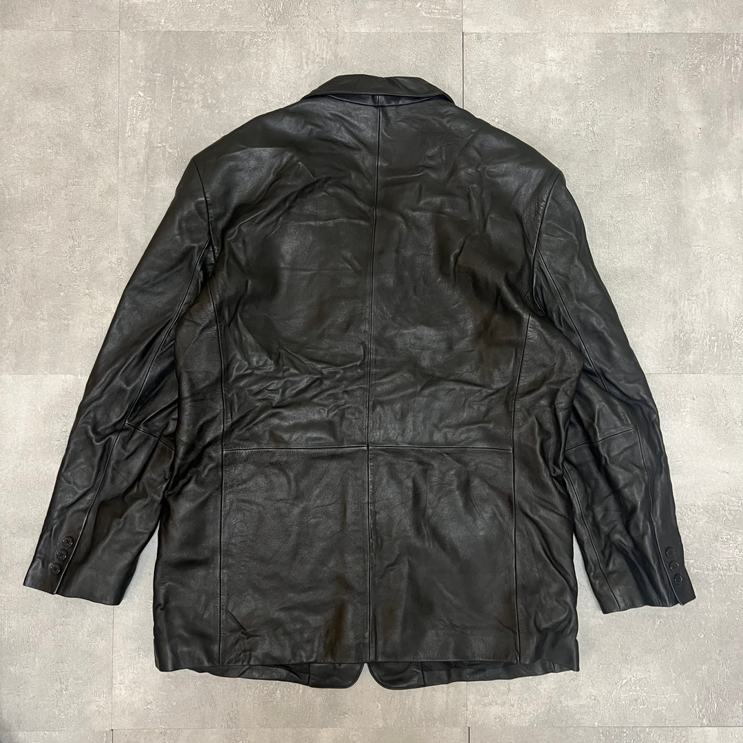 #1874 Unknow old clothes/Leather Tailored Jacket/Size XL equivalent