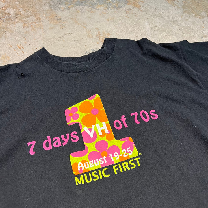 古着 USA製 90's フルーツオブザルーム / 7 days vh of 70s / MUSIC FIRST / HAVE A NICE WEEK / ヴィンテージ シングルステッチ プリントTシャツ/サイズXL