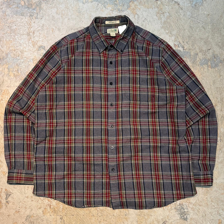 旧衣服l.l.bean / elbean /纽扣长袖衬衫/格子图案/尺寸XL