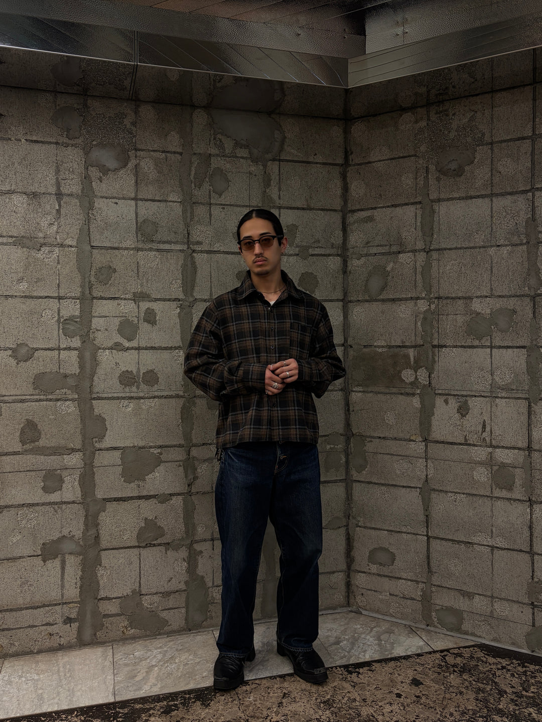 短丈フランネルシャツ/チェック