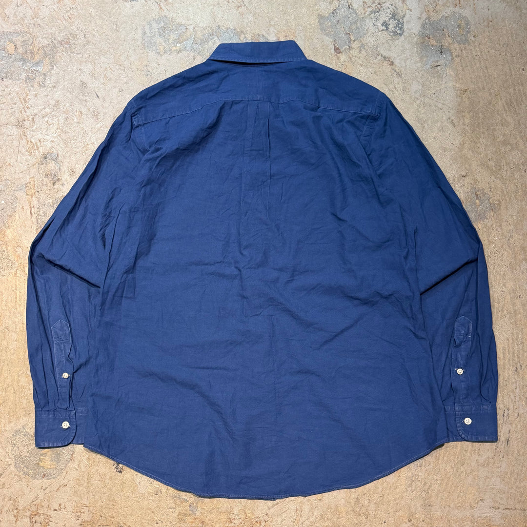 古着 90's POLO by Ralph Lauren/ ラルフ ローレン/ ボタンダウン長袖シャツ/ 無地/ サイズL