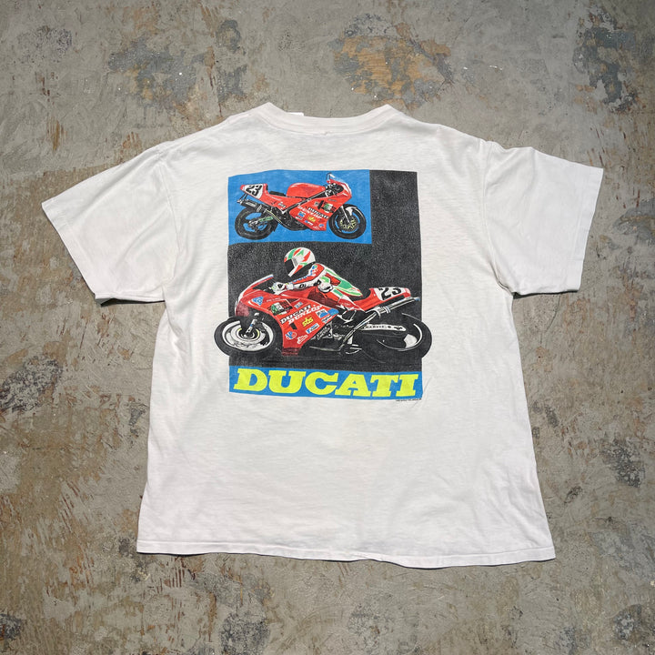 古着 91's TURN ONE/ターン ワン DUCATI 851 / オートバイ /ヴィンテージ シングルステッチ Tシャツ/サイズM相当