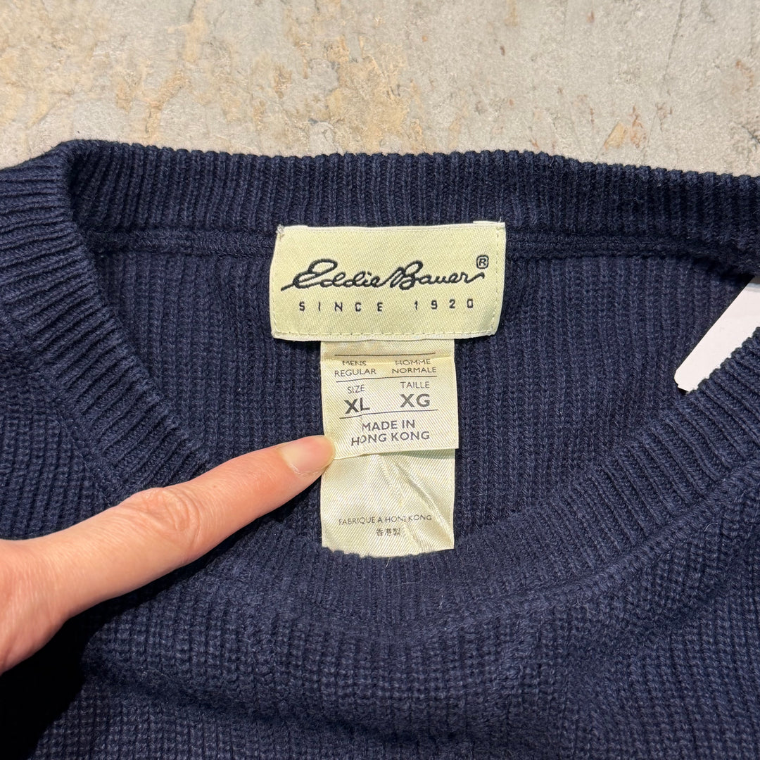 古着 90's~ Eddie Bauer/ エディーバウアー/ クルーネックニットセーター/ Vガゼット/ サイズXL