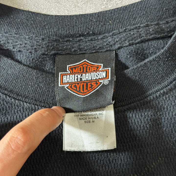古着 USA製 Harley-Davidson ハーレーダビッドソン ロングスリーブサーマルTシャツ ワッフル生地 サイズM