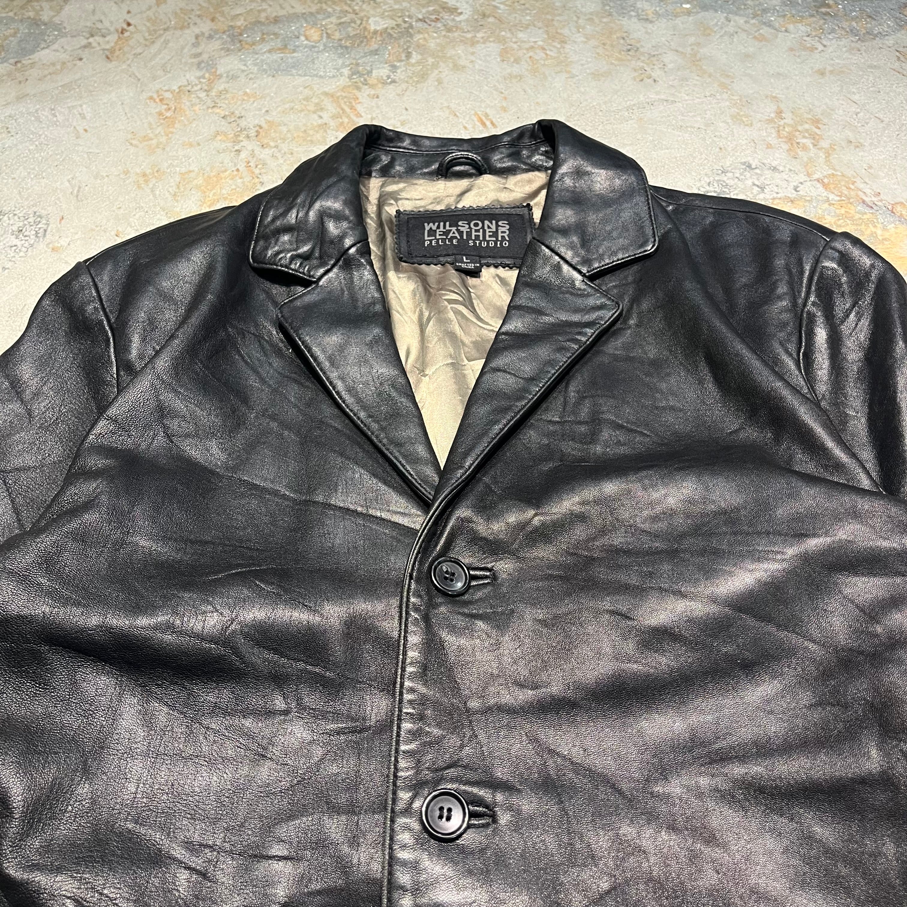 3320 古着 WILSONS/Leather Jacket/フロントボタンレザージャケット