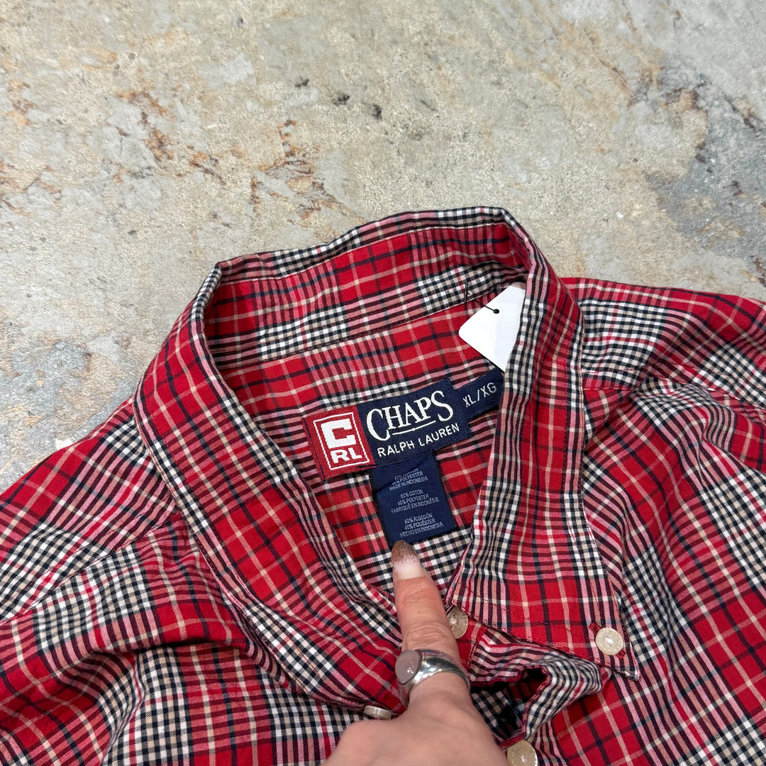 古着 CHAPS RALPH LAUREN/ チャップス ラルフ ローレン/  ボタンダウン長袖シャツ/ チェック柄/ サイズXL