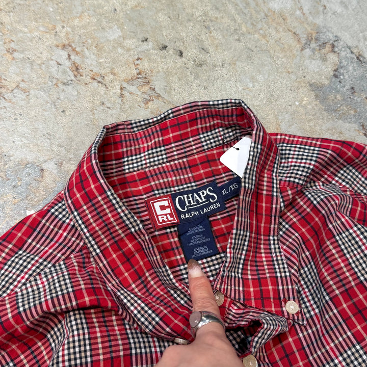 古着 CHAPS RALPH LAUREN/ チャップス ラルフ ローレン/  ボタンダウン長袖シャツ/ チェック柄/ サイズXL