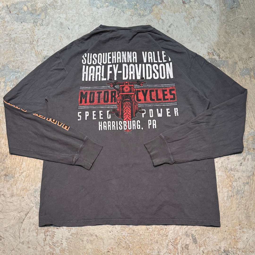 古着 Harley-Davidson/ハーレーダビッドソン/ ロングスリーブプリントTシャツ/サイズL