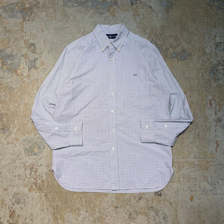 #4395 古着 Ralph Lauren/ラルフローレン/Long Sleeve Button Down Shirt/Check/チェック/長袖ボタンダウンシャツ/サイズL