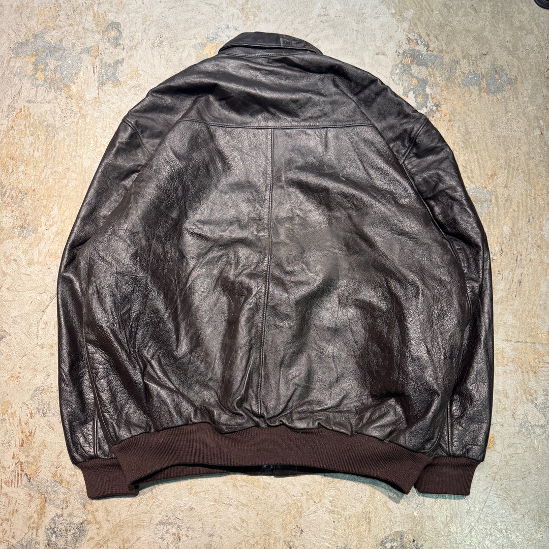古着 USA製 80's L.L.Bean/エルエルビーン/ジップアップレザージャケット/ サイズXXL