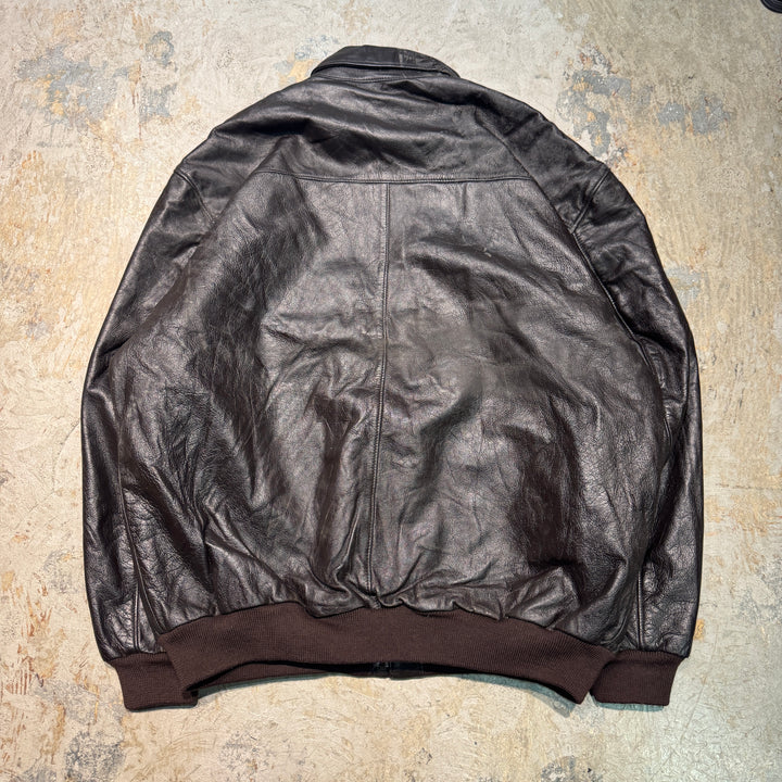 古着 USA製 80's L.L.Bean/エルエルビーン/ジップアップレザージャケット/ サイズXXL