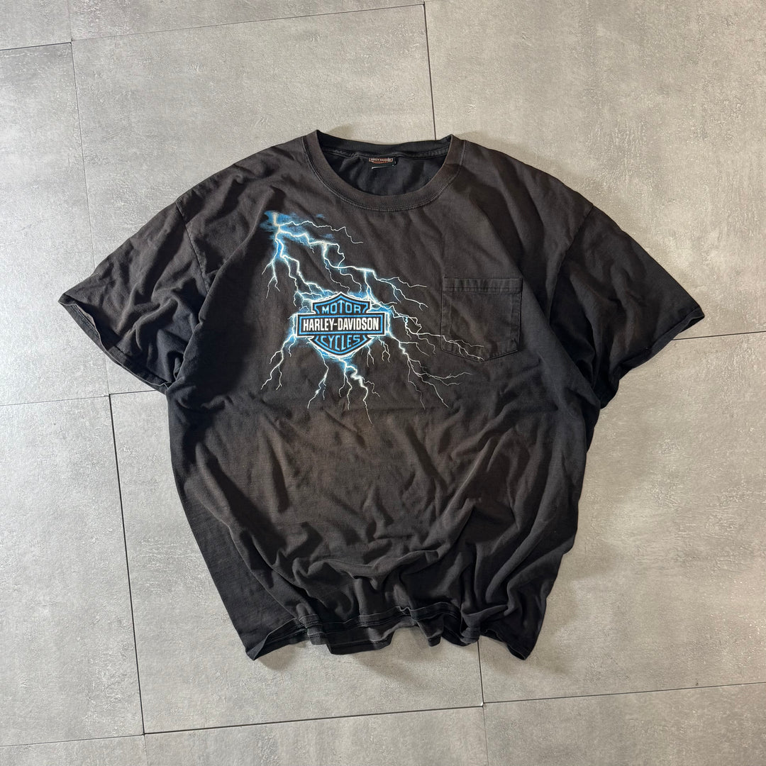 古着 Harley-Davidson ハーレーダビッドソン リアルサンフェード プリントTシャツ サイズ2XL