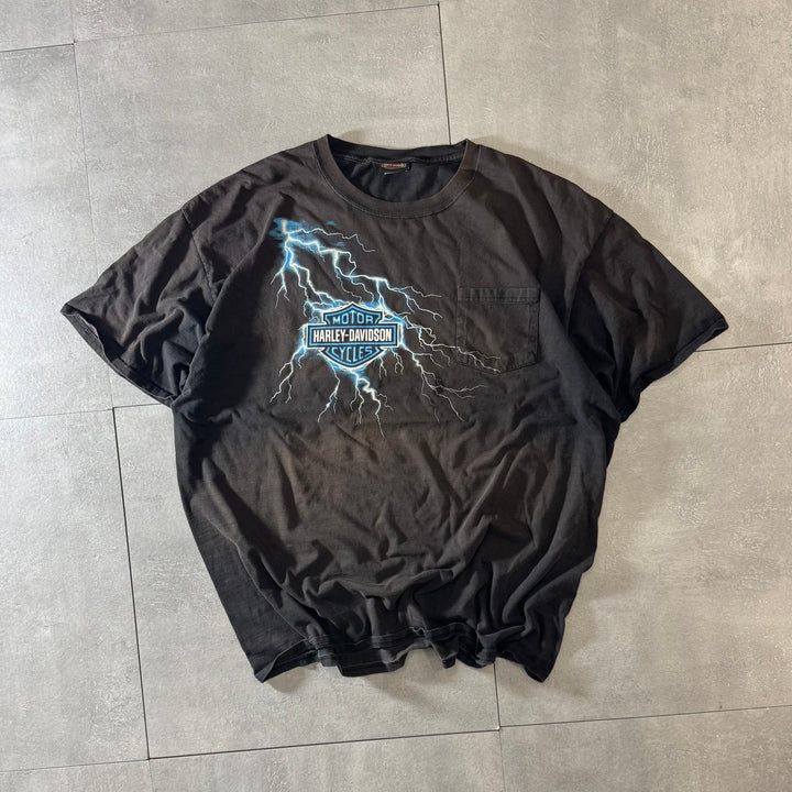 古着 Harley-Davidson ハーレーダビッドソン リアルサンフェード プリントTシャツ サイズ2XL