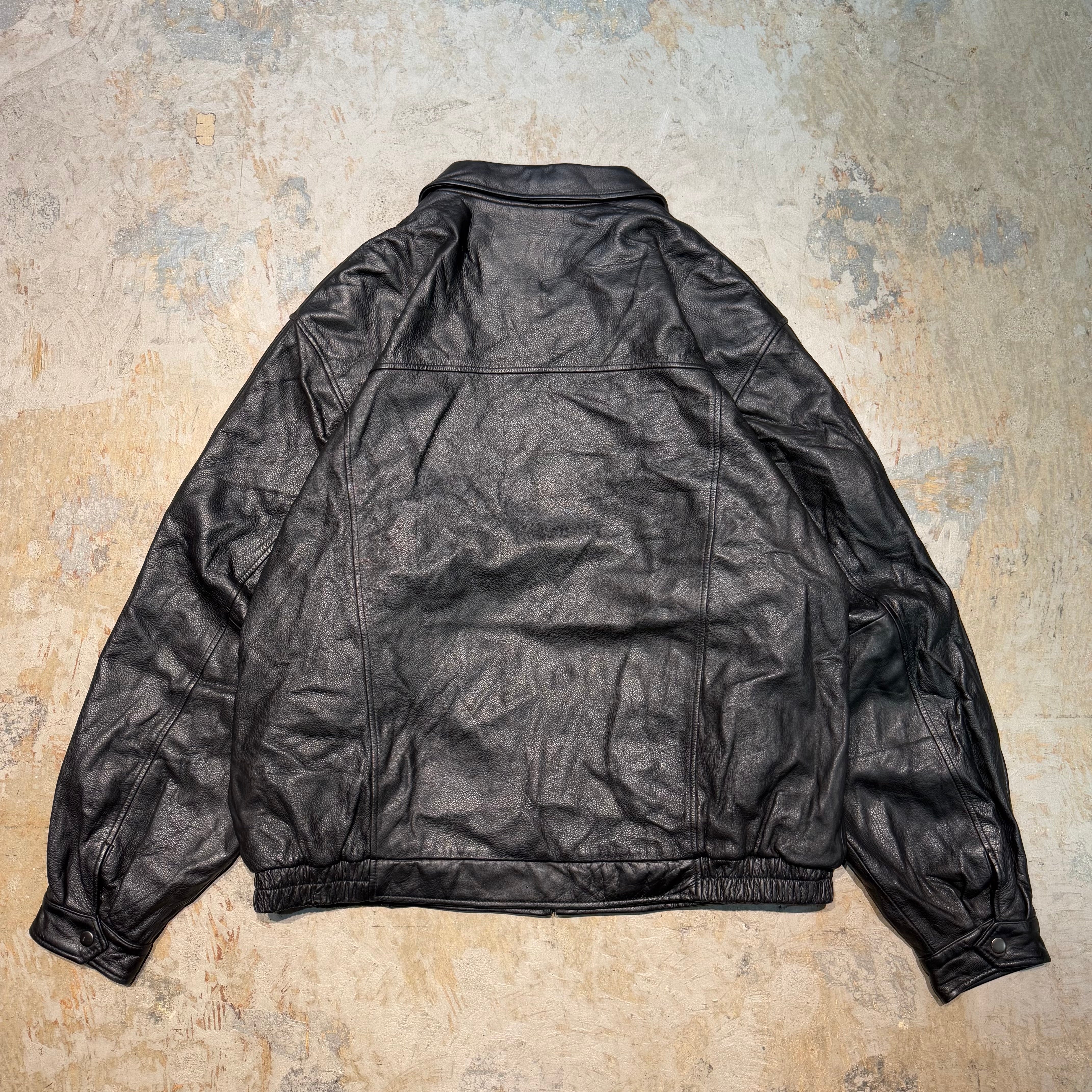 Croft & Barrow 黒 レザージャケット 古着 croft&barrow/ クラフトアンドバロー/ジップアップレザー