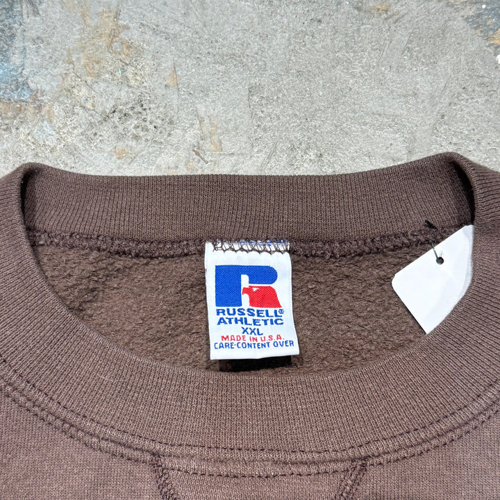 古着 90's USA製 RUSSELLATHLETIC/ ラッセル アスレチック/ クルーネックブランクスウェット/ 無地/ Vガゼット/ サイズXXL