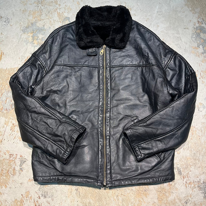 #3310 古着 WILSONS/Leather jacket/ジップアップレザージャケット/ボア/サイズL