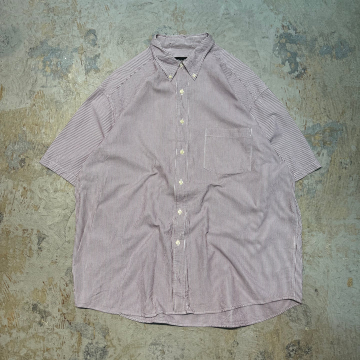 古着 EDDIE BAUER/ エディバウアー/ ストライプ柄/ ボタンダウン半袖シャツ/サイズXL