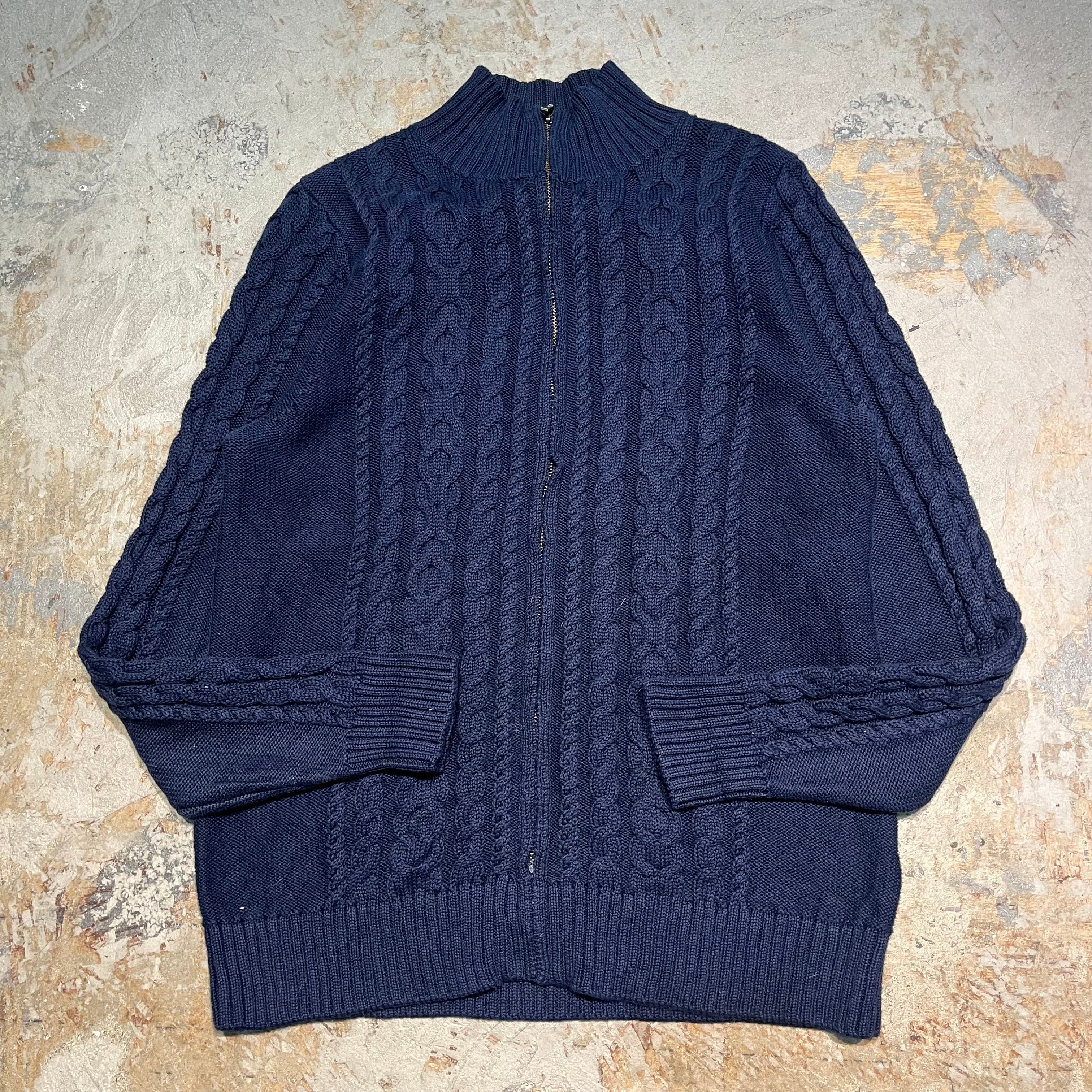L.L.Bean ハーフジップコットンニット XL ネイビー
