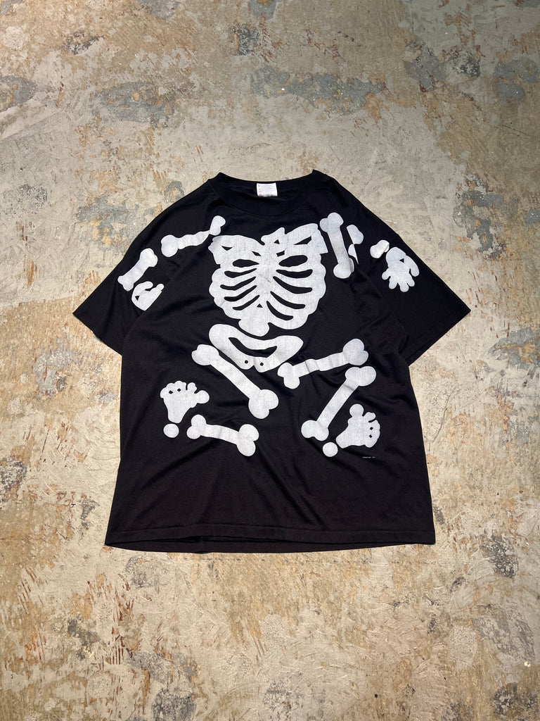 90s スカル　骸骨　ヴィンテージ　tシャツ 黒　ブラック　ヘインズ MA168 古着 USA製 90's HANES/ヘインズ 骸骨 スカル / シングル