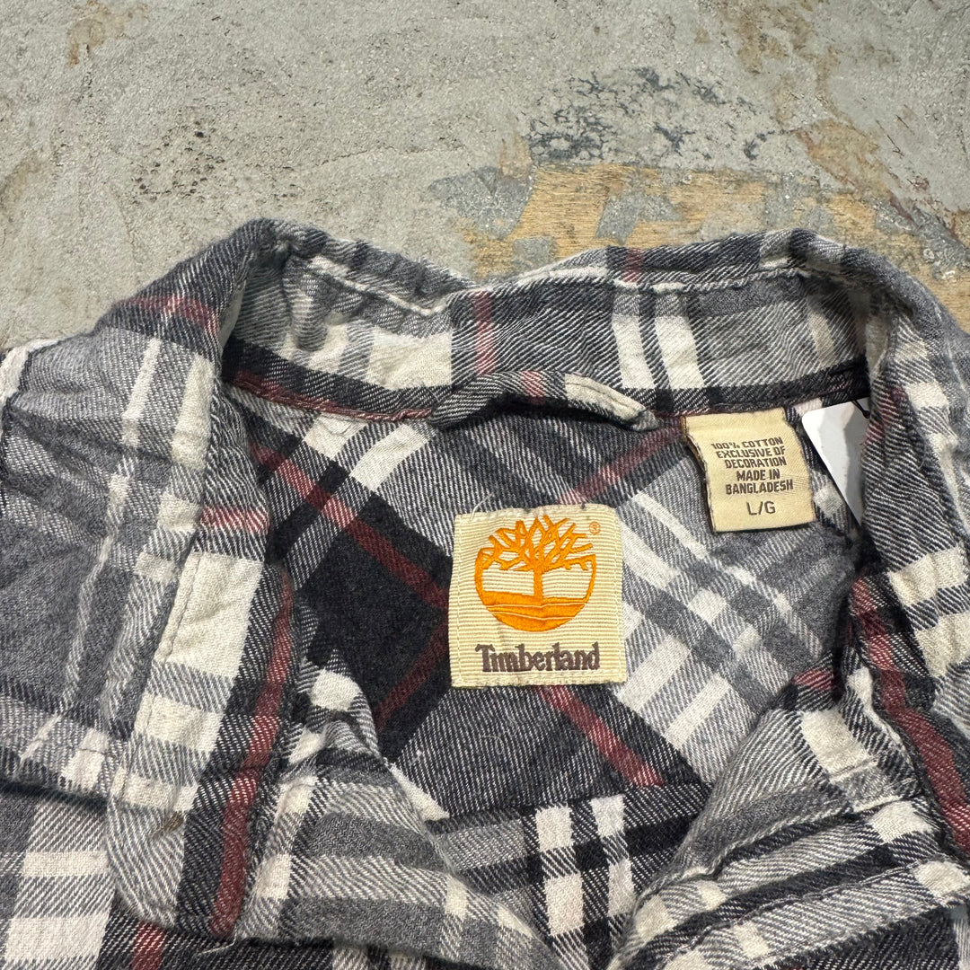 古着 TIMBERLAND/ ティンバーランド/ 長袖短丈リメイクシャツ/ チェック柄/ サイズL