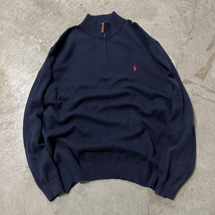 #3890 古着 POLO by Ralph Lauren/ポロバイラルフローレン/Cotton Knit Half Zip Sweaterコットンニットハーフジップセーター/サイズ3XL