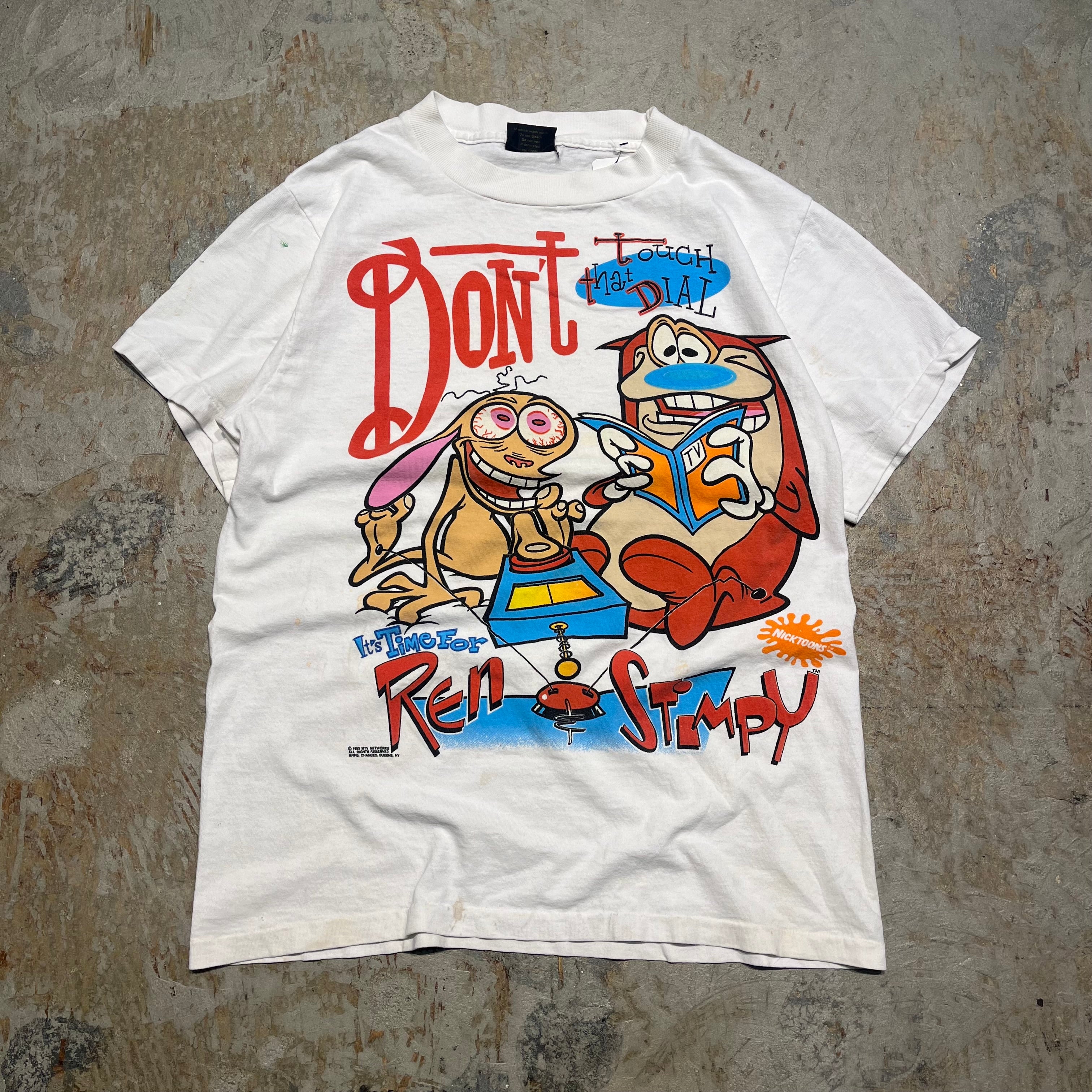 古着/90s USA製 MTV/Ren&Stimpy /レンとスティンピー/キャラクター/ヴィンテージ シングルステッチ Tシャツ/サイズM – 古着屋  MUJIN