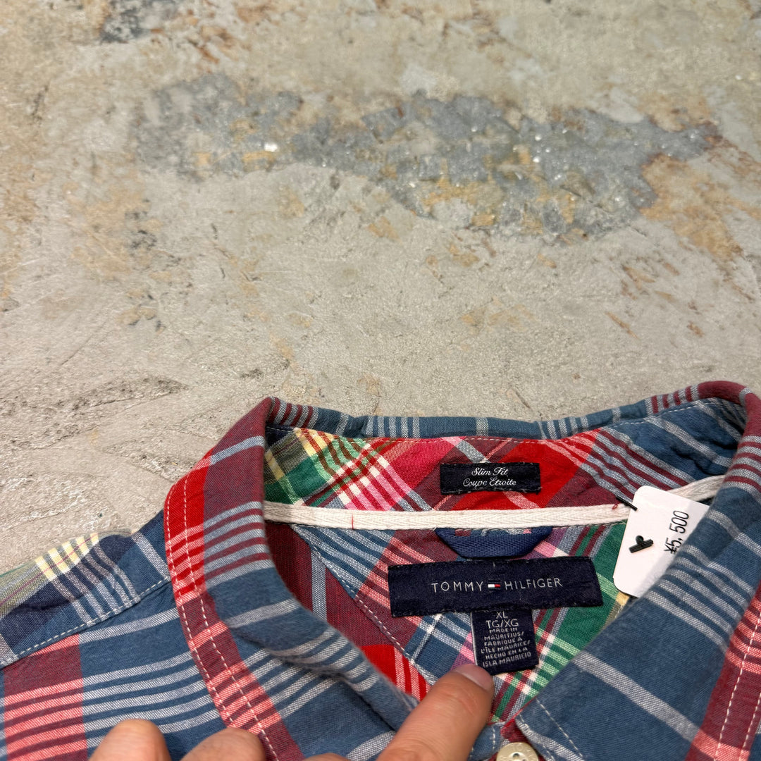 旧衣服TOMMY HILFIGER/汤米希尔费格/长袖衬衫/格子图案/尺寸XL