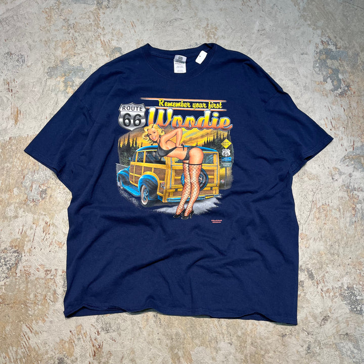 古着 ギルダン/woodie/クラシック/車プリントTシャツ / サイズ2XL