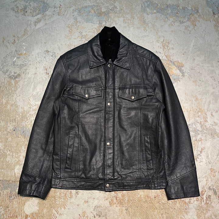 #1901  古着 Unknow/Leather jacket/フロントボタンレザージャケット/サイズ2XL