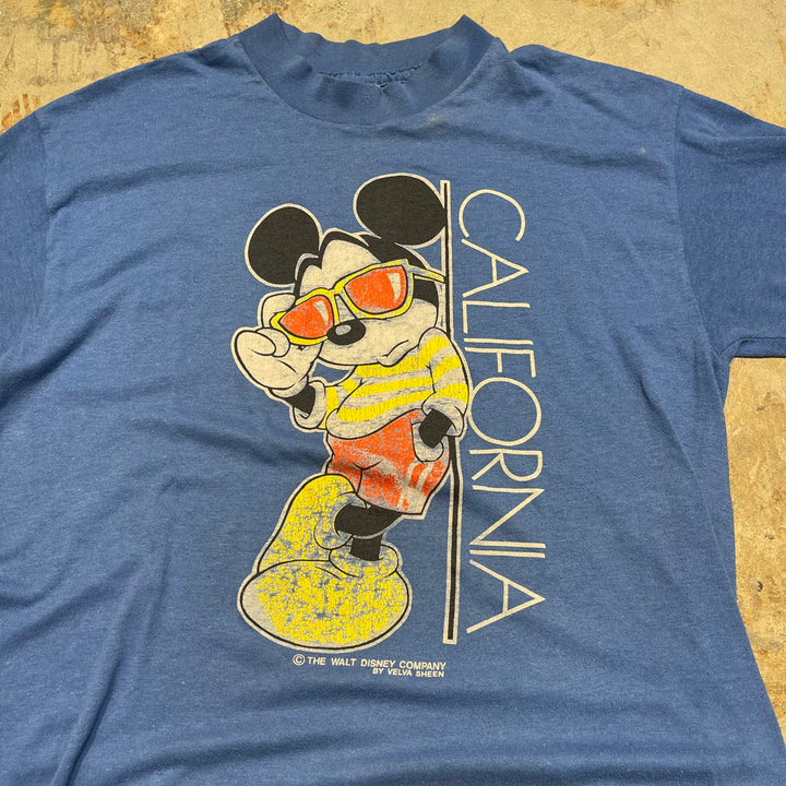 古着 90's ミッキーマウス/カルフォルニア/Disney/ヴィンテージ シングルステッチ プリントTシャツ/サイズM