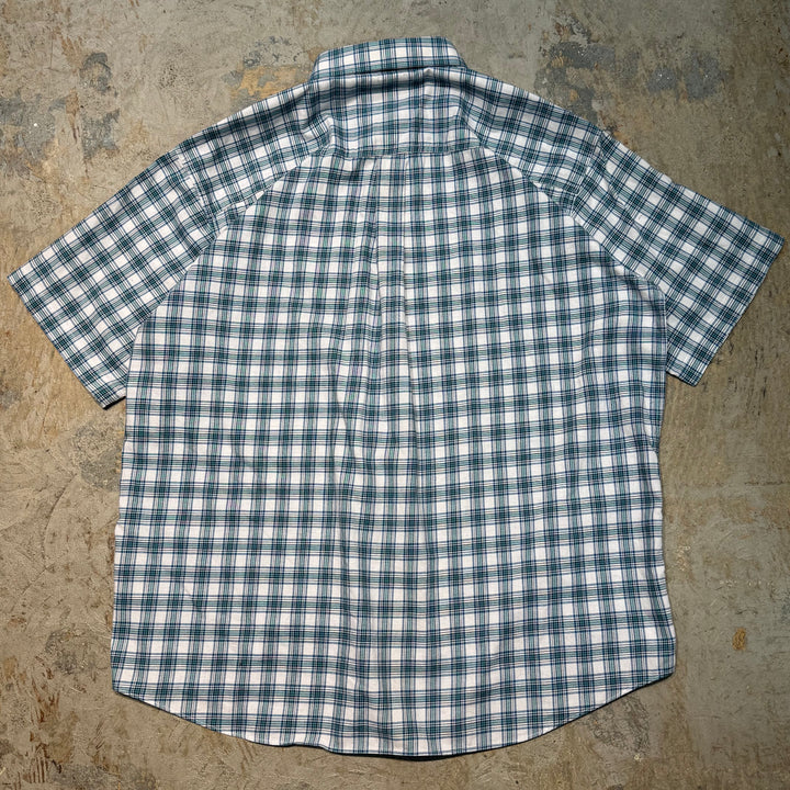 빈티지 L.L.Bean/ L.L.Bean/ Button-Down 짧은 슬리브 셔츠/ 체크 무늬 패턴/ 크기 XL