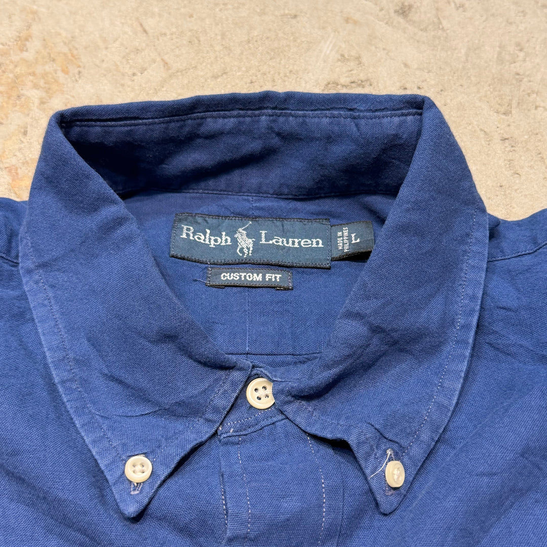 古着 90's POLO by Ralph Lauren/ ラルフ ローレン/ ボタンダウン長袖シャツ/ 無地/ サイズL