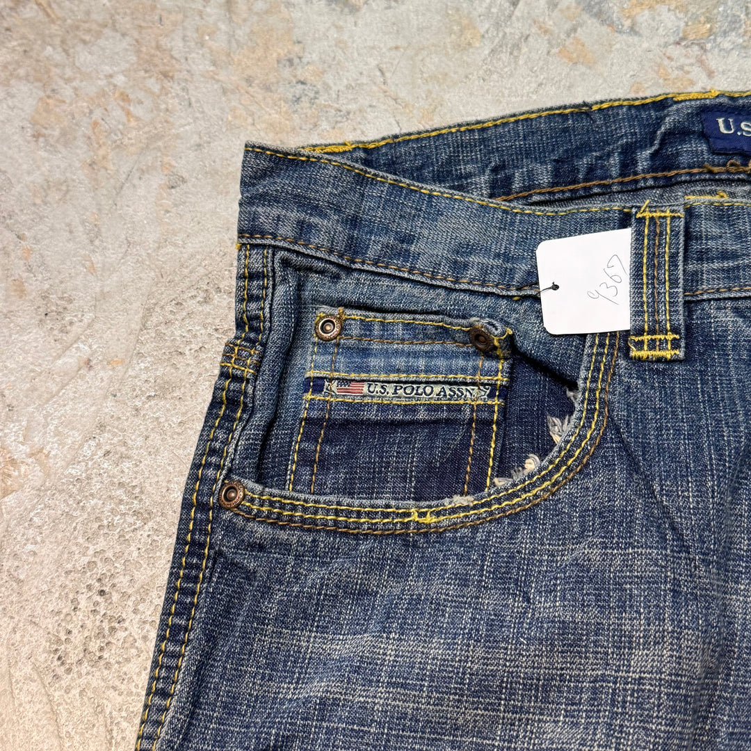 旧衣服u.spolo ASSN/ uesporo ason /牛仔油漆裤/实际尺寸29x31
