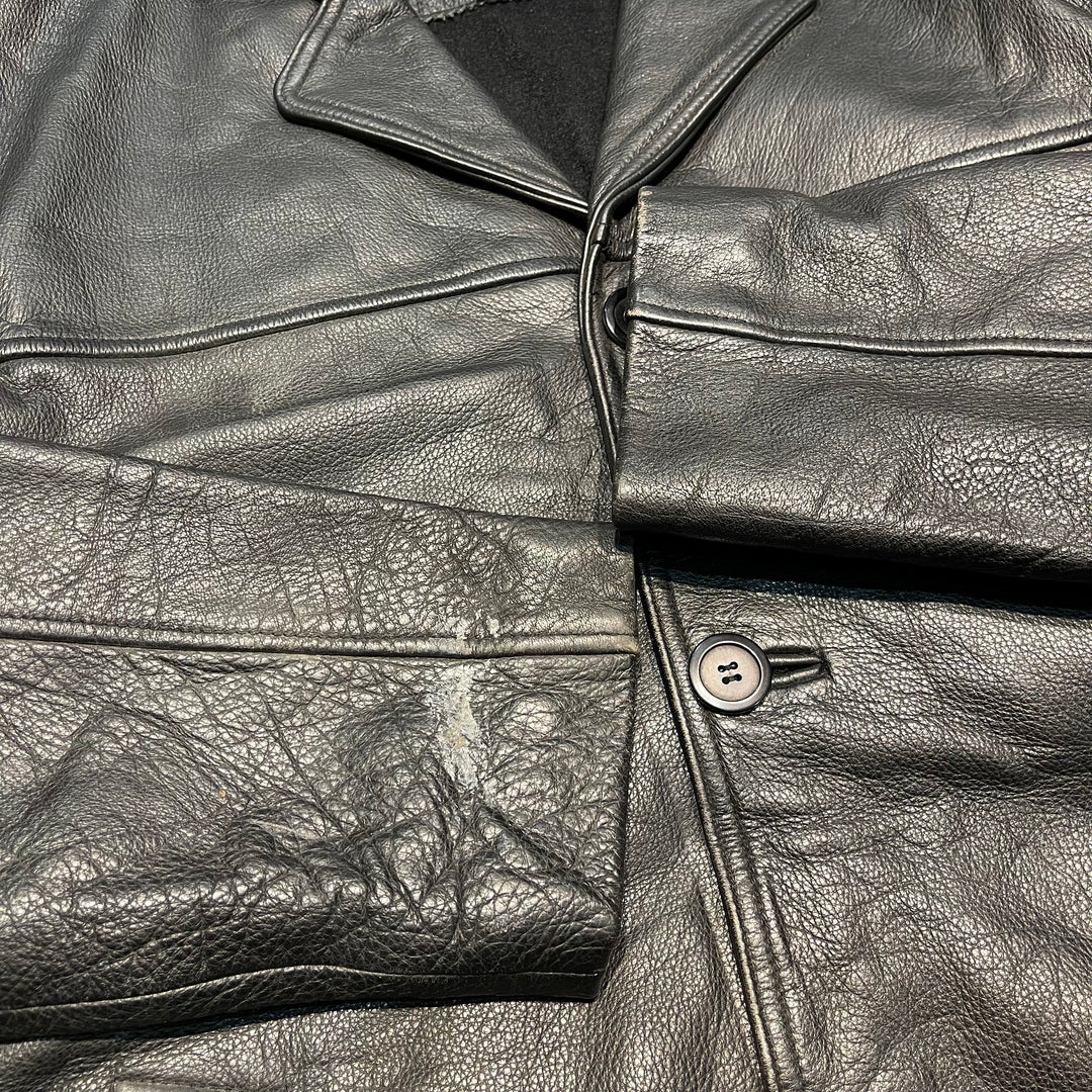 #1847 Unknow 古着/Leather jacket/フロントボタンレザージャケット/サイズMあ