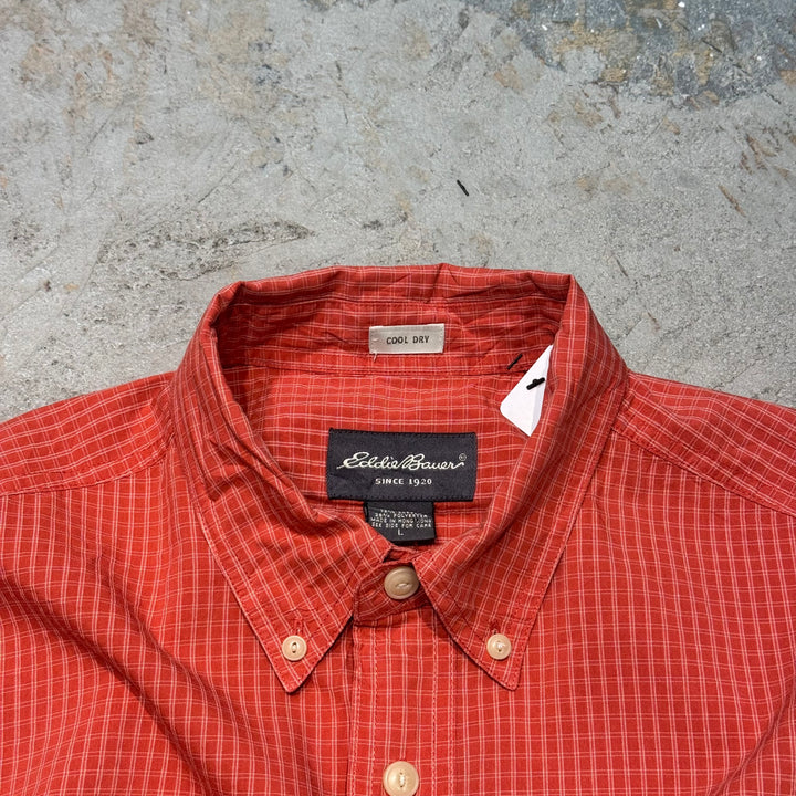 古着 EDDIE BAUER/ エディバウアー/ チェック柄/ ボタンダウン半袖シャツ/サイズL