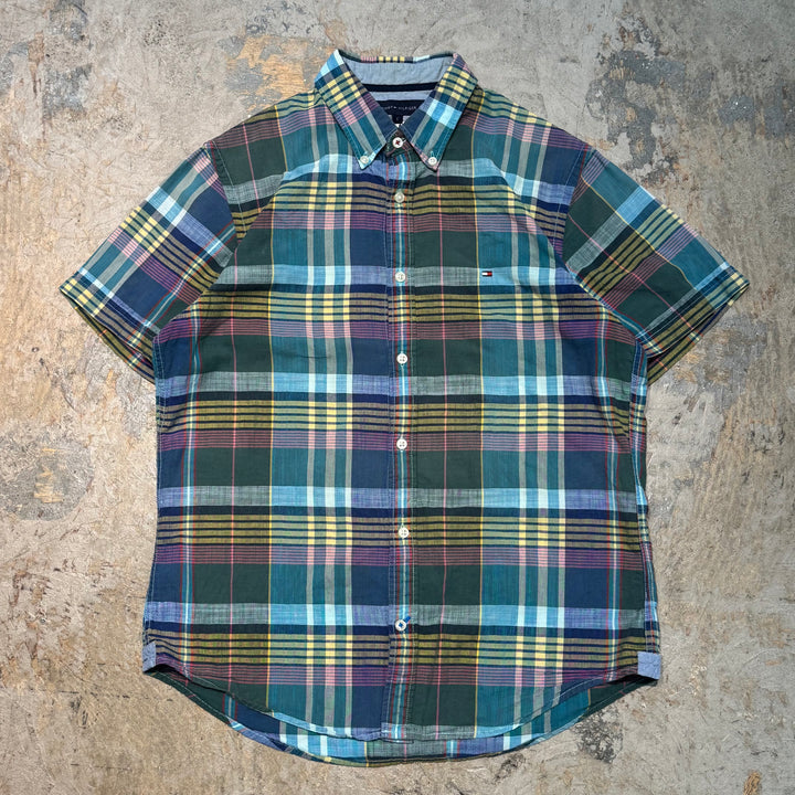旧衣服TOMMY HILFIGER/汤米希尔费格/扣式短袖衬衫/格子图案/尺寸S