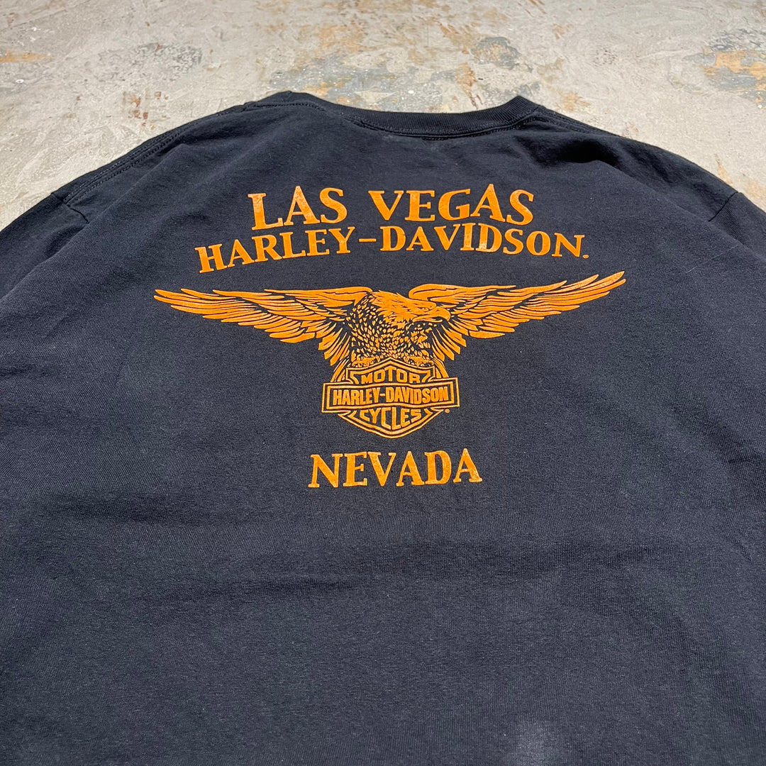 #4558 古着 19's Harley-Davidson/ハーレーダビッドソン/long sleeve print t-shirt Tee/長袖プリントTシャツ/サイズL