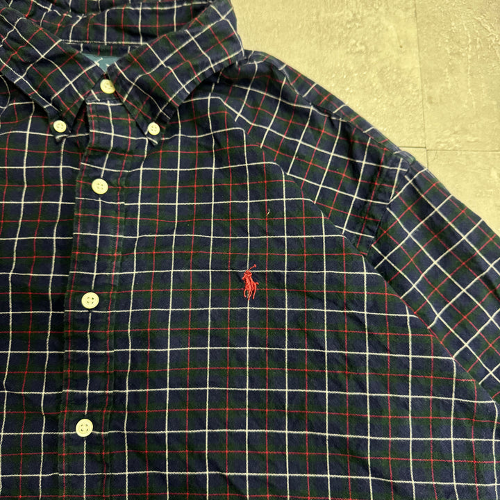 古着 90's POLO by Ralph Lauren/ ラルフ ローレン/ ボタンダウン長袖シャツ/ チェック柄/ サイズXL