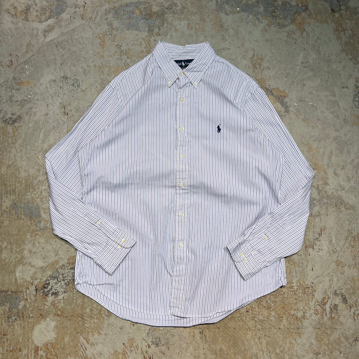 #4401 古着 Ralph Lauren/ラルフローレン/Long Sleeve Button Down Shirt/長袖ボタンダウンシャツ/Stripe/ストライプ/CUSTOM FIT/サイズL相当