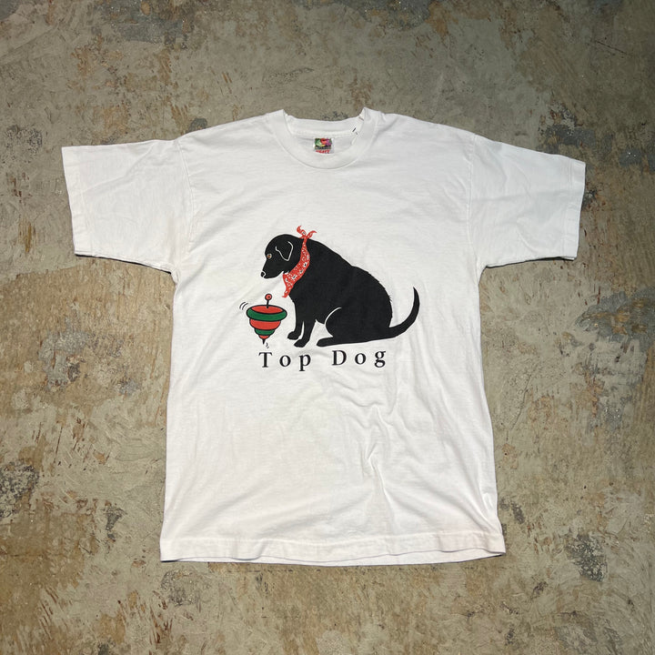 古着 CANADA製 90's〜00's フルーツオブザルーム / TOP DOG / ヴィンテージ シングルステッチ プリントTシャツ/サイズL